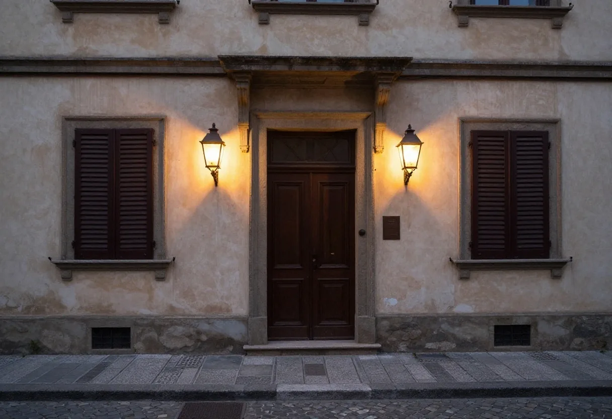 Faldoni e fermagli in ottone sul banco di marmo