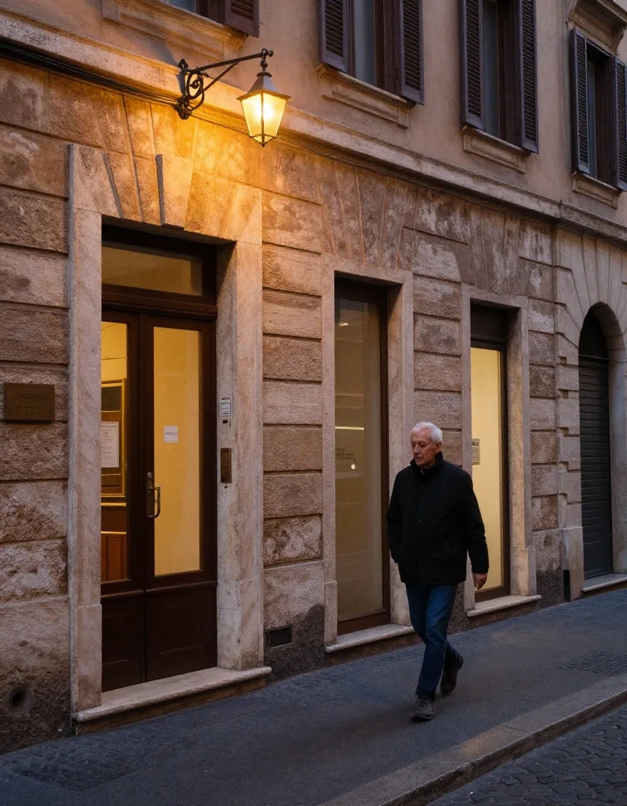 Via laterale di Via dei Condotti al tramonto con passante
